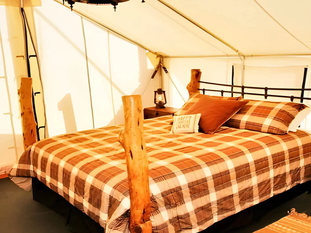 safari tent with hot tub